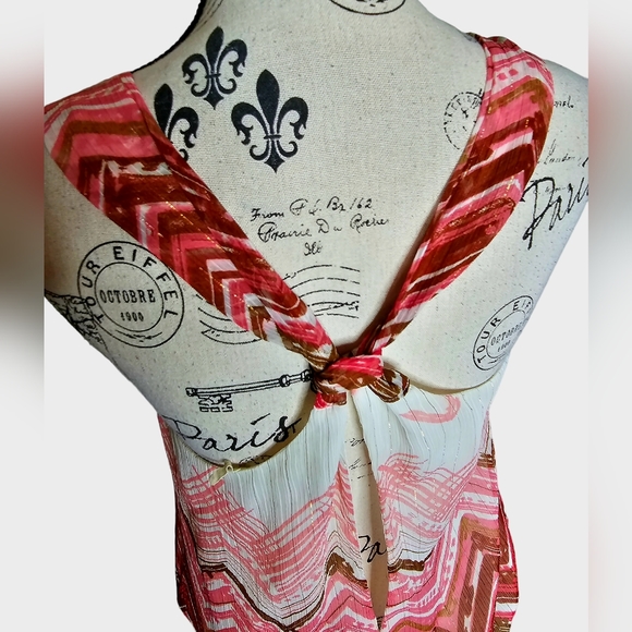 Guess Chevron Coral Sleeveless Top Size Medium - Picture 9 of 14